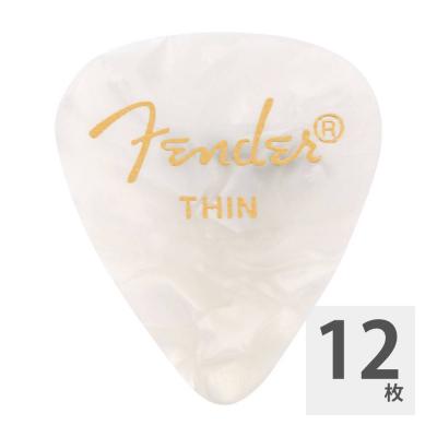 Fender 351 Shape White Moto Thin ギターピック 12枚入り