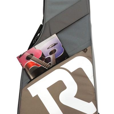 REAL MISSION(リアルミッション) Venus01-E Gray/Beige 防水 エレキギターケース・ギグケース 正面下部には小物収納用のポケットを装備、A4サイズの楽譜も収納可能