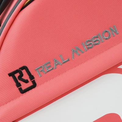 REAL MISSION（リアルミッション） Venus06-B Pink 防水 エレキベースケース・ギグケース 生地表面の質感・刺繍ロゴ