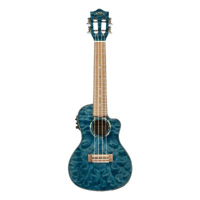 LANIKAI QM-BLCEC Quilted Maple Blue Stain Concert A/E Ukulele エレクトリック コンサートウクレレ ラニカイ 正面画像