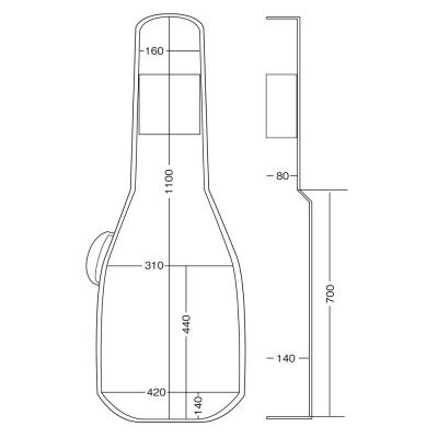 KIKUTANI GVB-60W アコースティックギター用ギグバッグ 寸法図