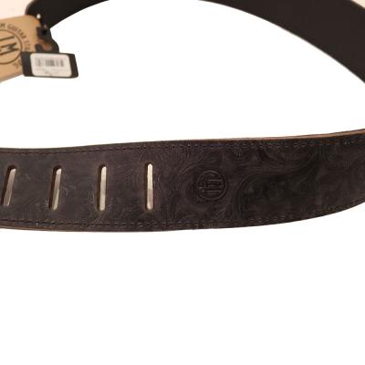 LM Products LS-2304T Slate Tooled Leather ギターストラップ ロゴアップ画像