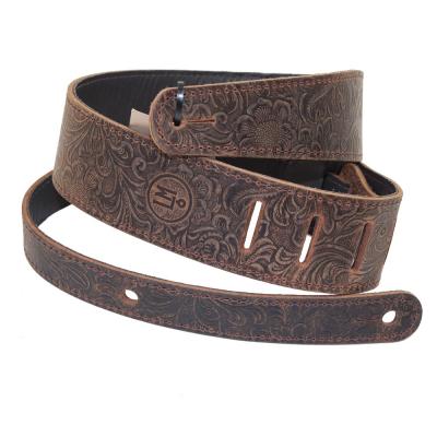 LM Products LS-2304T Brown Tooled Leather ギターストラップ ツールドレザー