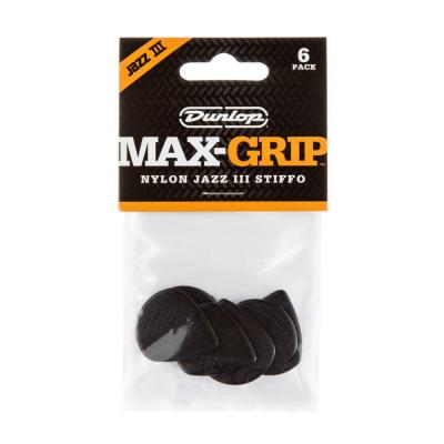JIM DUNLOP Max-Grip Jazz III Stiffo Pick BK ギターピック×6枚入り 6枚パック