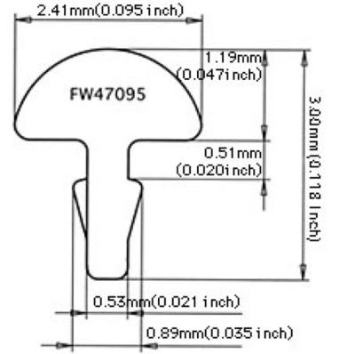 Jescar Frets #47095 Stainless 24pcs set No.1145 フレット サイズ図画像