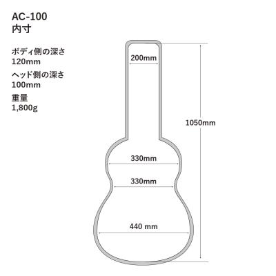 A.A.A. by HOSCO AC-100BE ドレッドノート用アコースティックギターケース 寸法図