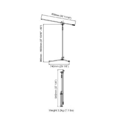 TAMA MS205BK Boom Stands ブームマイクスタンド 寸法図