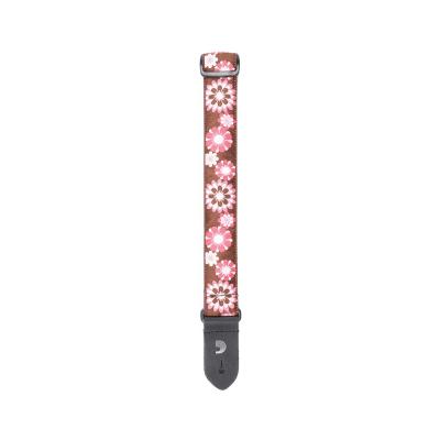 Planet Waves by D’Addario 15UKE02 Brown and Pink Flowers ウクレレストラップ ディテール画像