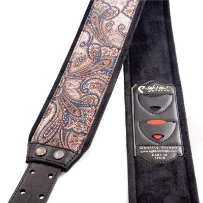 Righton! STRAPS J-PAISLEY VELVET Brown ギター ベース用ストラップ 表面と裏面の画像