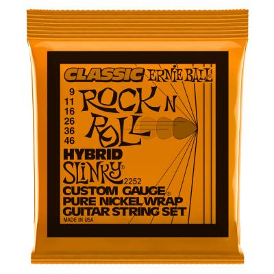 ERNIE BALL 2252 Hybrid Slinky Classic Rock n Roll Pure Nickel Wrap Electric Guitar Strings 9-46 Gauge エレキギター弦