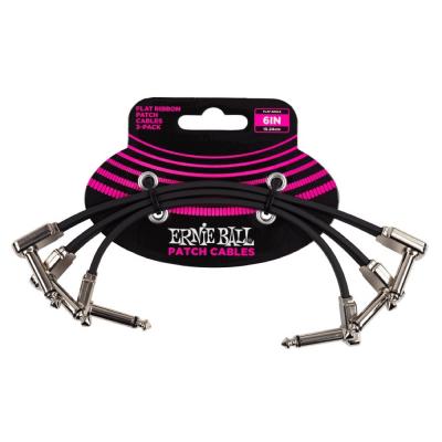 ERNIE BALL 6221 6" Flat Ribbon Patch Cable 3-Pack  Black フラットパッチケーブル