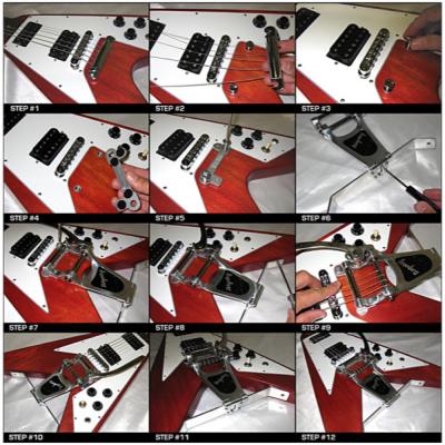 VIBRAMATE V7-VW Flying-V Wing Kit フライングVギター用 マウンティングキット 取り付け手順画像