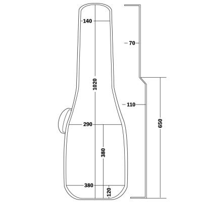 KIKUTANI GVB-30C BLK クラシックギター用ギグバッグ サイズ詳細