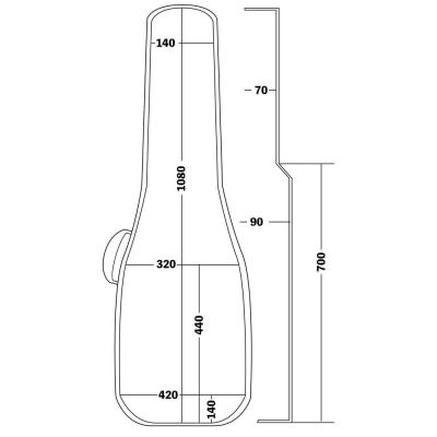 KIKUTANI GVB-30SA BLK セミアコギター用ギグバッグ サイズ詳細