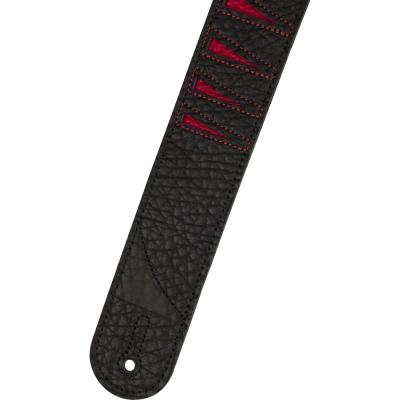 Jackson Shark Fin Leather Strap Red and Black 2' ギターストラップ ストラップエンド画像