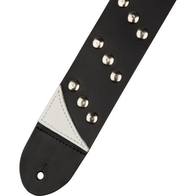 Jackson Diagonal Stud Leather Strap Black 2.5' ギターストラップ ストラップエンド画像
