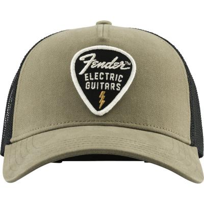 Fender Snap Back Pick Patch Hat Olive キャップ 帽子 正面画像