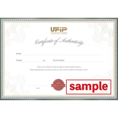 UFiP CLASS ALBERTO SET 2 (14' HIHAT + 16' CRASH + 18' CRASH + 20' RIDE 全てLow Pitch) シンバルセット 認定書サンプル