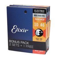 ELIXIR 12052 BonusPack (2+1FREE) NANOWEB Light 10-46 エレキギター弦 3セットボーナスパック