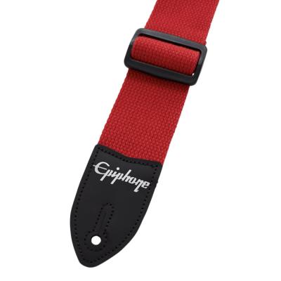 EPIPHONE AEST-CTRD COTTON GUITAR STRAP RED ギターストラップ ロゴ部分画像