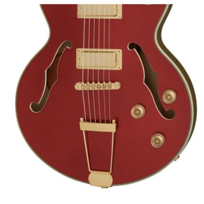 Epiphone UpTown Kat ES Ruby Red Metallic エレキギター ブリッジ、ピックアップ。Fホール、コントロール部画像