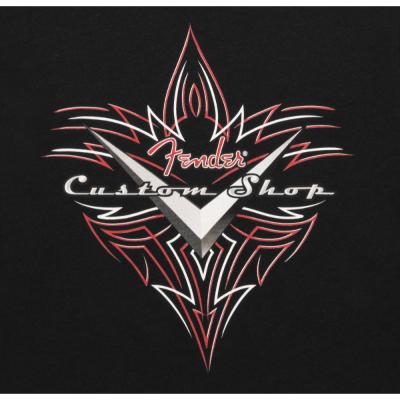 Fender フェンダー CUSTOM SHOP PINSTRIPE TEE BLACK S Tシャツ 表面ロゴ