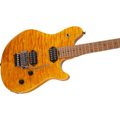 EVH イーブイエイチ Wolfgang WG Standard QM， Baked Maple Fingerboard， Transparent Amber エレキギター カッタウェイ側からボディトップ