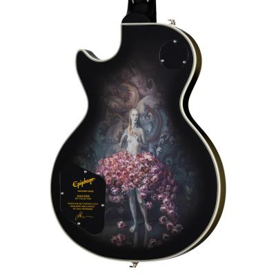 Epiphone エピフォン Adam Jones Les Paul Custom Art Collection Julie Heffernan’s Study For Self-Portrait with Rose Skirt and a Mouse エレキギター レスポール エレキギター 裏面 ボディアップ イラスト アート 画像