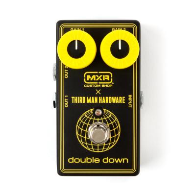 MXR エムエックスアール CSP042 DOUBLE DOWN シグナル・スプリッター / ブースター ギターエフェクター ラバーキャップをつけた状態の正面