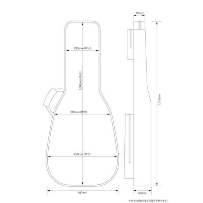 Providence プロビデンス TCF1R BK アコースティックギター用ギグバッグ サイズ画像