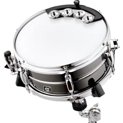 MEINL マイネル BBTA1-BK Backbeat Tambourine スネアドラムマウント型タンバリン スネアにマウントした状態