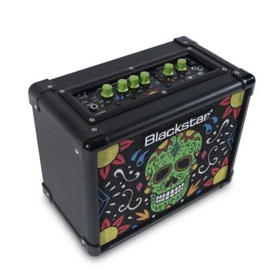 BLACKSTAR ID:Core 10 V3 Suger Skull 3 小型ギターアンプ コンボ スカル柄ペイント 限定カラー 左サイドから正面