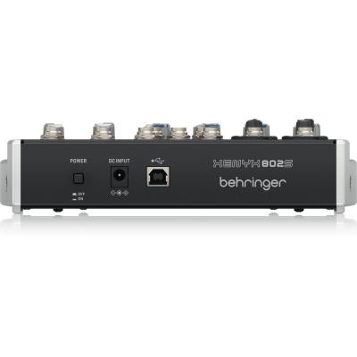 BEHRINGER ベリンガー XENYX 802S アナログミキサー USBオーディオインターフィス機能搭載 背面、電源、USB端子