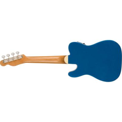 Fender フェンダー Fullerton Tele Uke Walnut Fingerboard White Pickguard Lake Placid Blue コンサートサイズ エレクトリックウクレレ ボディバック画像