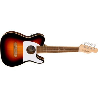 Fender フェンダー Fullerton Tele Uke Walnut Fingerboard White Pickguard 2-Color Sunburst コンサートサイズ エレクトリックウクレレ ボディトップ画像