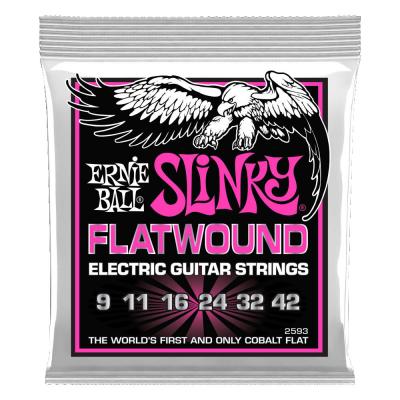 ERNIE BALL アーニーボール 2593 Flatwound Super Slinky 09-42(3弦プレーン) フラットワウンド エレキギター弦スーパースリンキー
