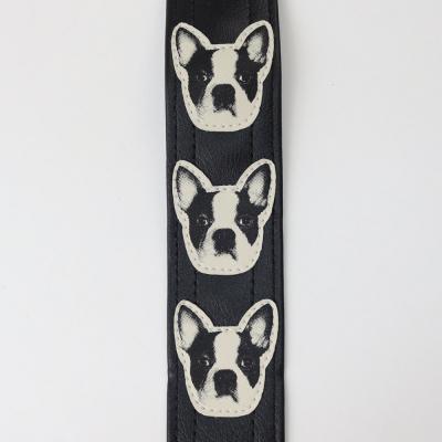 Couch コーチ ワン・ ワン・ ワン・黒 ギターストラップ フレンチブルドッグ柄部画像