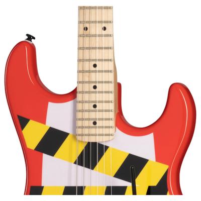 KRAMER クレイマー Baretta Custom Graphics Danger Zone Warning Tape on White Red エレキギター ボディ画像