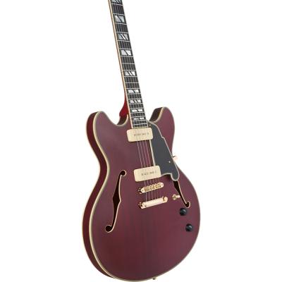 D’Angelico ディアンジェリコ Deluxe DC P-90 Satin Trans Wine エレキギター セミアコ ボディ画像