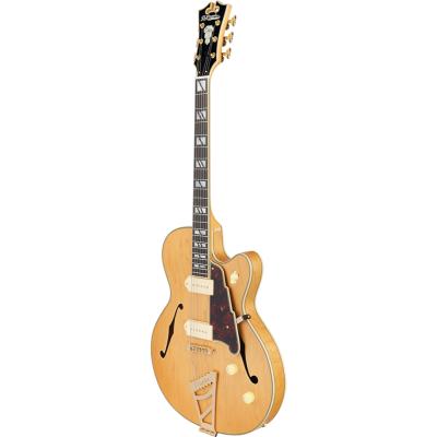 D’Angelico ディアンジェリコ Deluxe 59 Satin Honey エレキギター フルアコ 斜めアングル画像