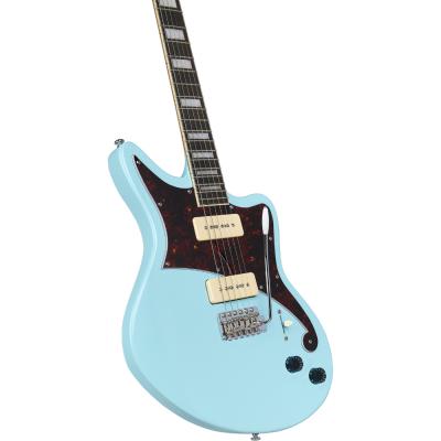 D’Angelico ディアンジェリコ Premier Bedford Sky Blue エレキギター ボディ斜めアングル画像