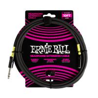 ERNIE BALL ヘッドホン用延長ケーブル 6422 HP CABLE 10FT 6.3 BK 約3メートル 標準ステレオフォン→3.5mmステレオ