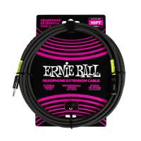 ERNIE BALL ヘッドホン用延長ケーブル 6424 HP CABLE 10FT 3.5 BK 約3メートル 3.5mmステレオ→3.5mmステレオ