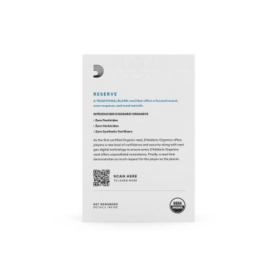 D’Addario Woodwinds ダダリオ ウッドウィンズ E♭クラリネット リード 10枚入り 硬さ:3.5 ダダリオ オーガニックス レゼルヴ パッケージ裏