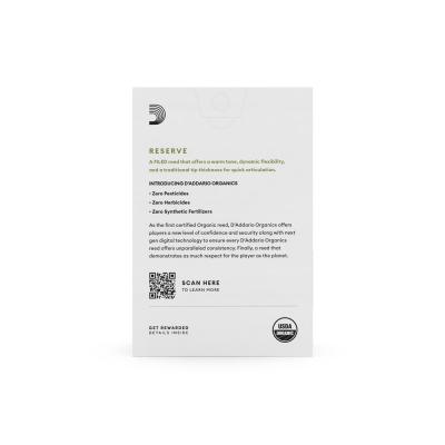 D’Addario Woodwinds ダダリオ ウッドウィンズ アルトサックス リード 10枚入り 硬さ:3+ ダダリオ オーガニックス レゼルヴ パッケージ裏