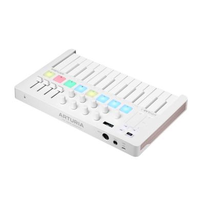 USB MIDIキーボード 25鍵 ARTURIA MiniLab 3 Alpine White パッド コントローラー 【Analog Lab Intro他バンドルソフト付き】 サイドから正面