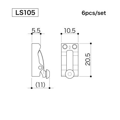 GOTOH ゴトー LS105 C クローム ロック機構付き エレキギター用サドル 寸法図画像