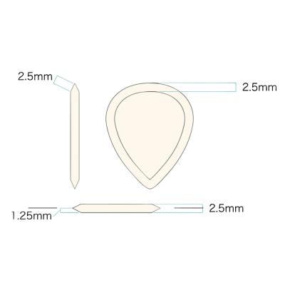 Master 8 Japan マスターエイトジャパン IFM-TD250 INFINIX MEGA SLICE TEARDROP 2.5mm ティアドロップ 極厚 ギターピック 寸法図