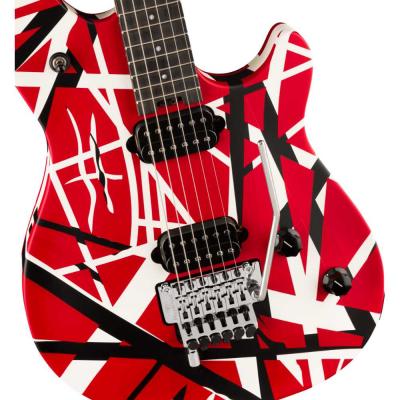 EVH Wolfgang Special Striped Series Red Black and White エレキギター ボディトップ。ピックアップ、ブリッジ