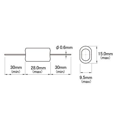 SCUD スカッド CR-047OIL 0.047μf オイルコンデンサー サイズ図画像